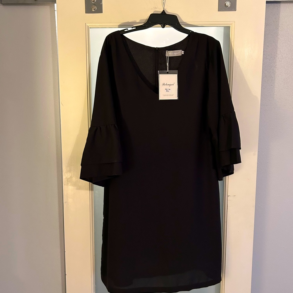 Bell sleeve black dress. Nwt